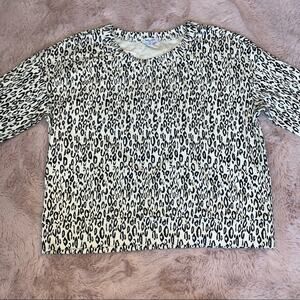 NWT Splendid Leopard Print Crew Neck Pullover Ivory Top Size: Medium